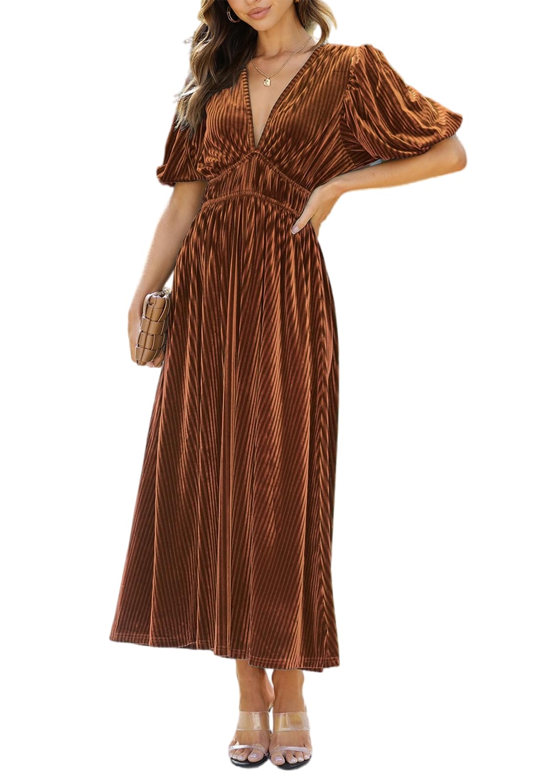 Women's Velvet Maxi Dress Formal Dresses for Wedding Guest Dress