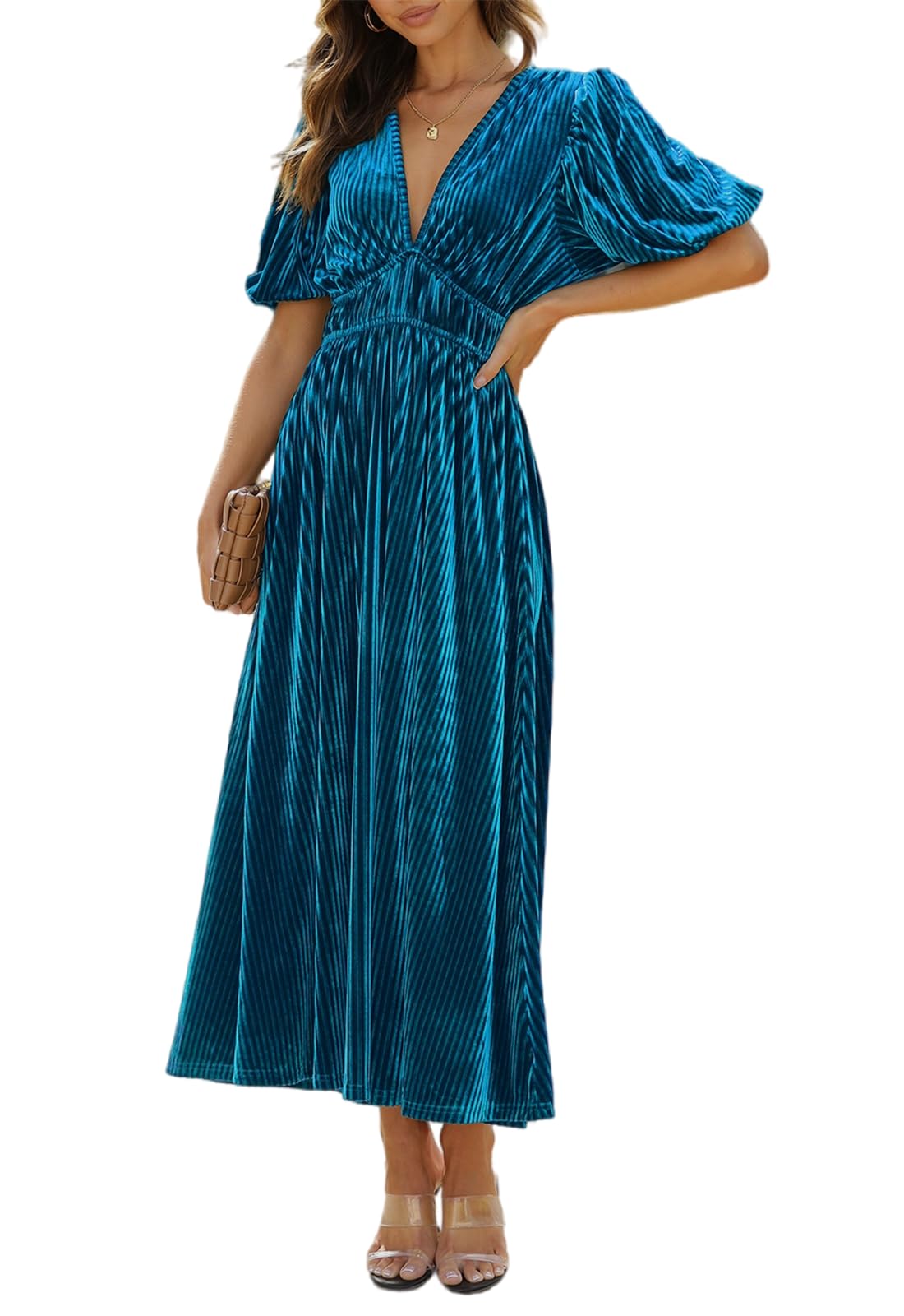 Women's Velvet Maxi Dress Formal Dresses for Wedding Guest Dress