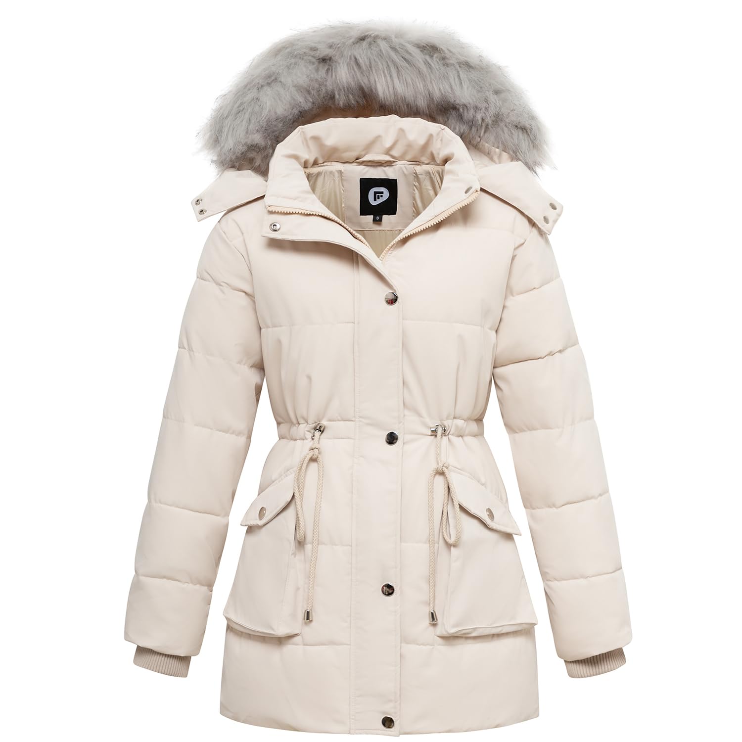 Women's Winter Hooded Coat Waterproof Down Long Jacket Warm Parka Thicken Puffer Coat with Removable Fur Hood