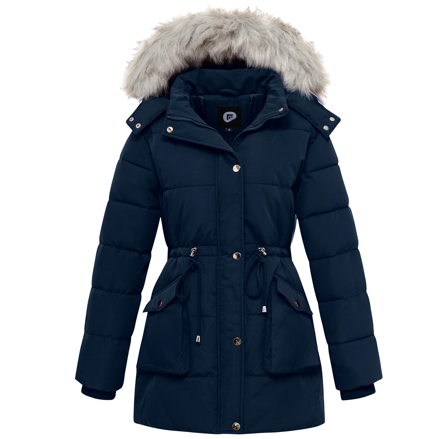 Women's Winter Hooded Coat Waterproof Down Long Jacket Warm Parka Thicken Puffer Coat with Removable Fur Hood