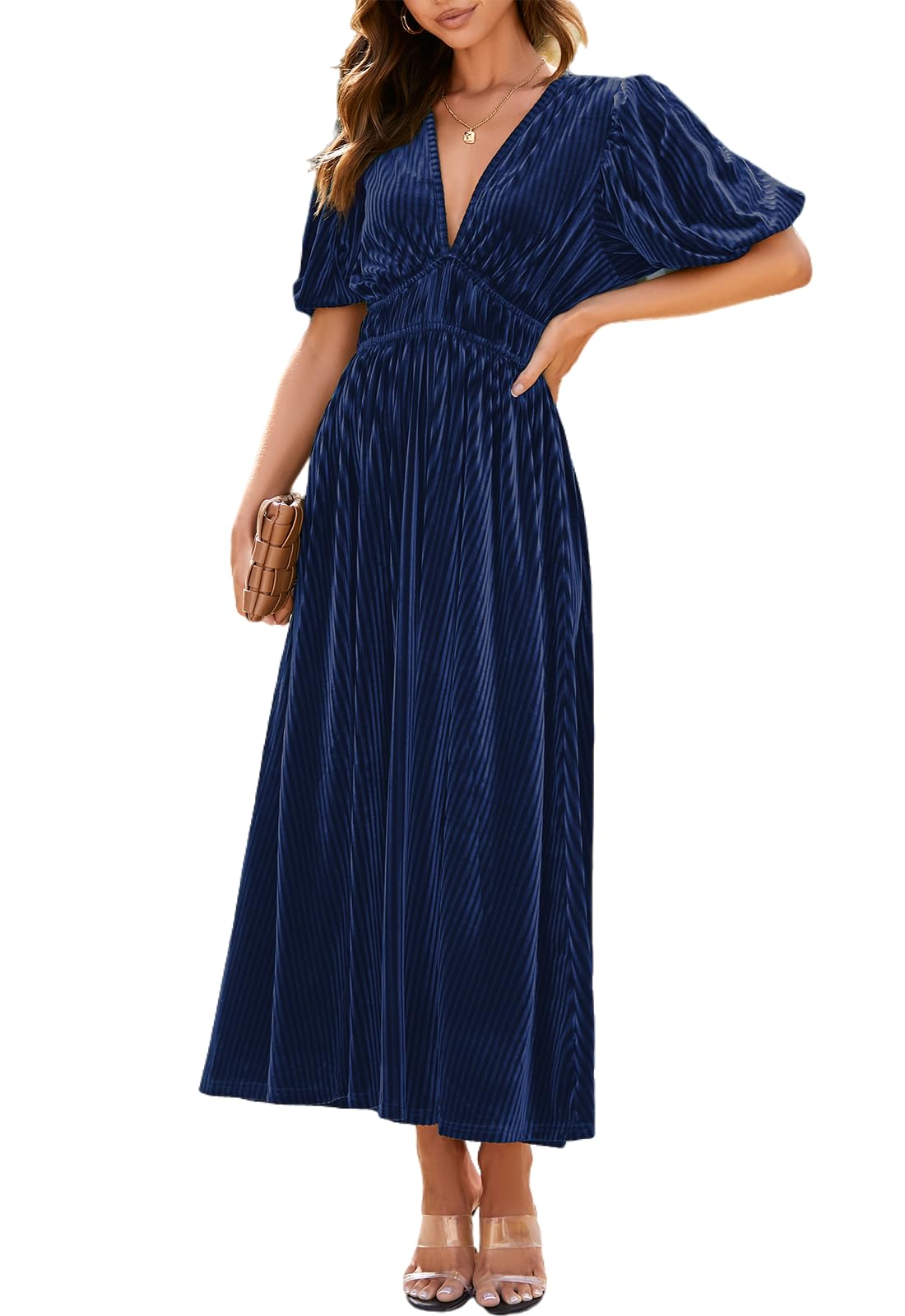Women's Velvet Maxi Dress Formal Dresses for Wedding Guest Dress