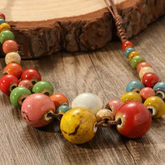 Women’s Ethnic Colorful Ceramic Beaded Necklace – Bohemian Style