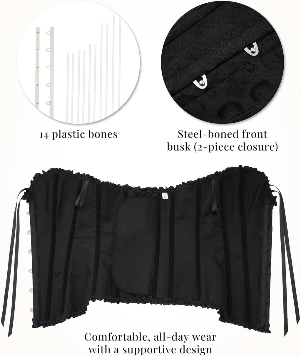 SZIVYSHI Corset Tops for Women, Bustier Shapewear Lingerie, Lace Waist Push Up Bodysuit