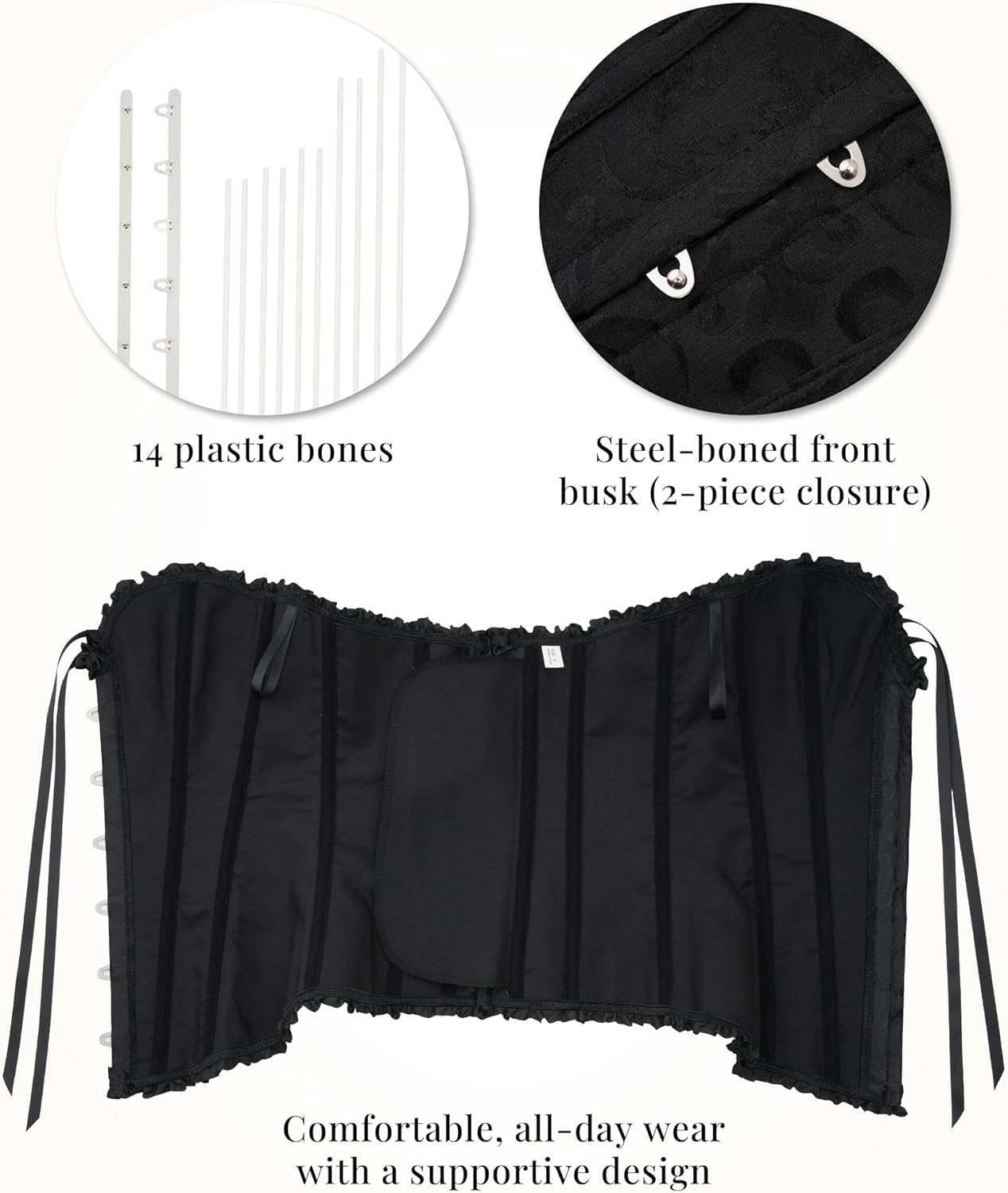 SZIVYSHI Corset Tops for Women, Bustier Shapewear Lingerie, Lace Waist Push Up Bodysuit