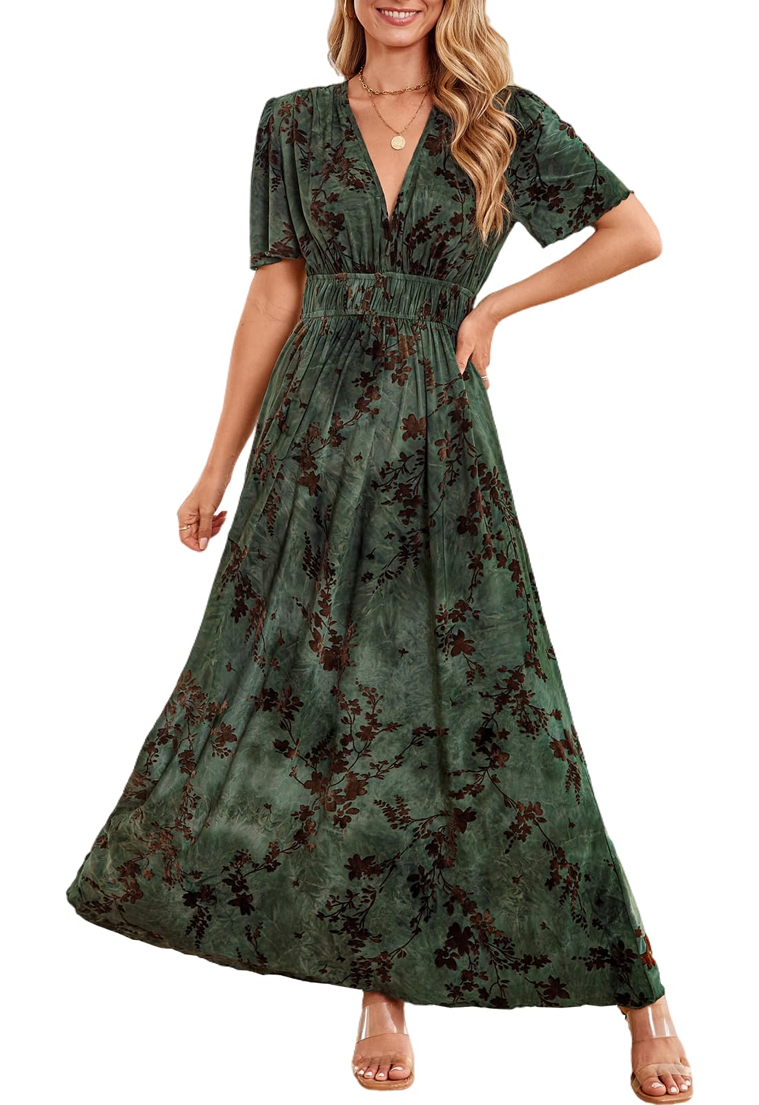 Women's Velvet Maxi Dress Formal Dresses for Wedding Guest Dress