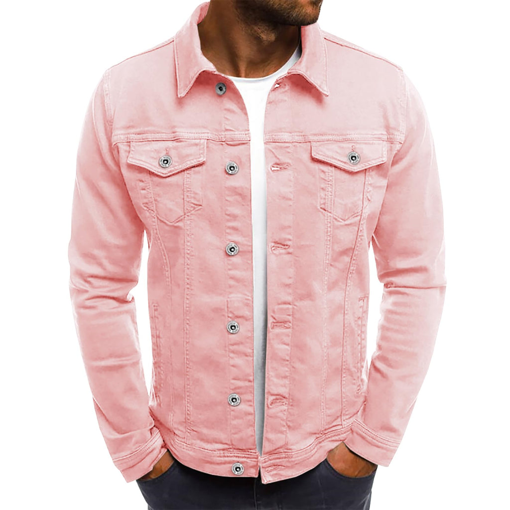 LONGBIDA Men's Casual Classic Denim Jacket Slim Fit Fashion Jean Coat
