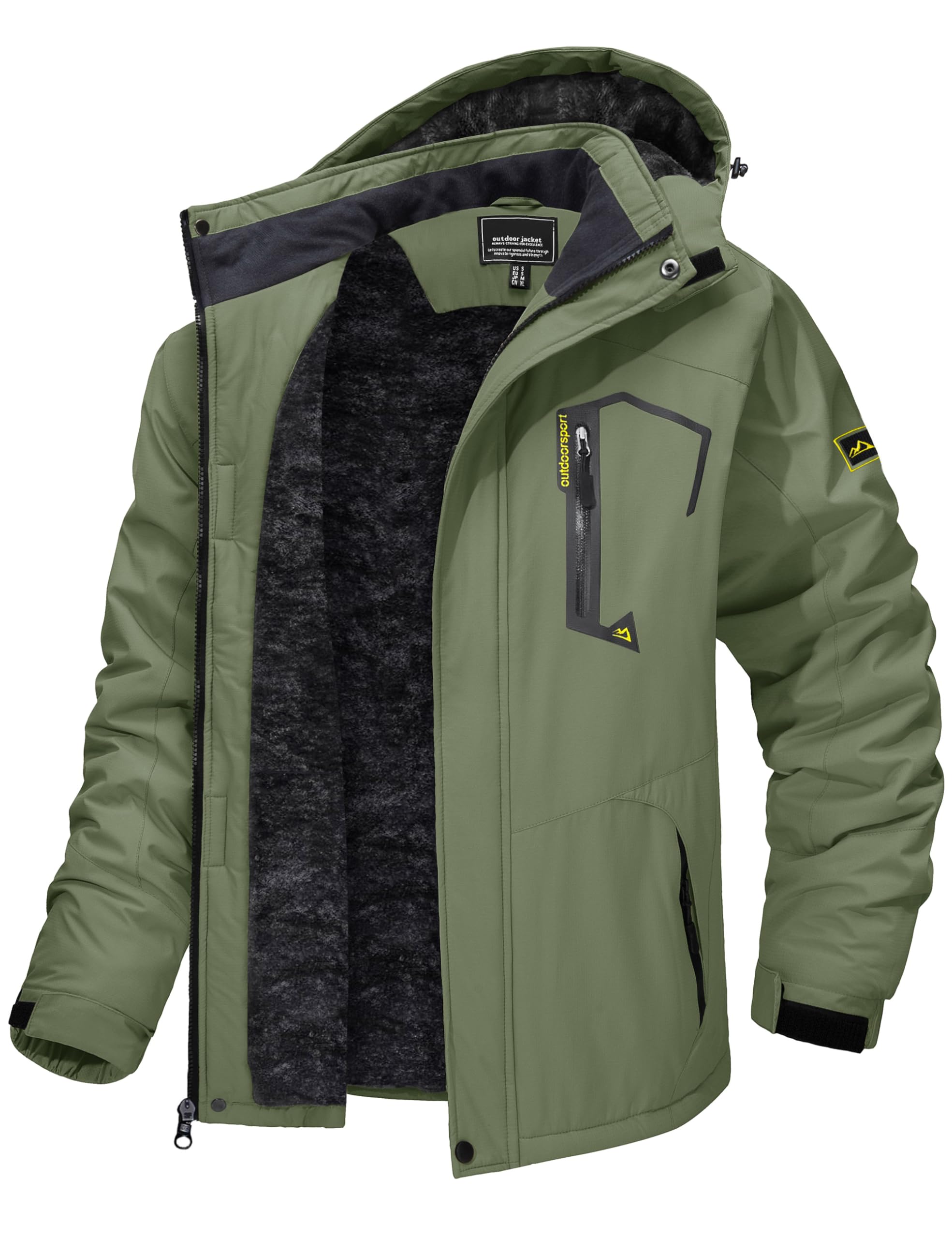 TACVASEN Men's Winter Skiing Jackets Water Resistant Fleece Coats Insulated Thermal Snowboard Jacket Parka Raincoat with Hood