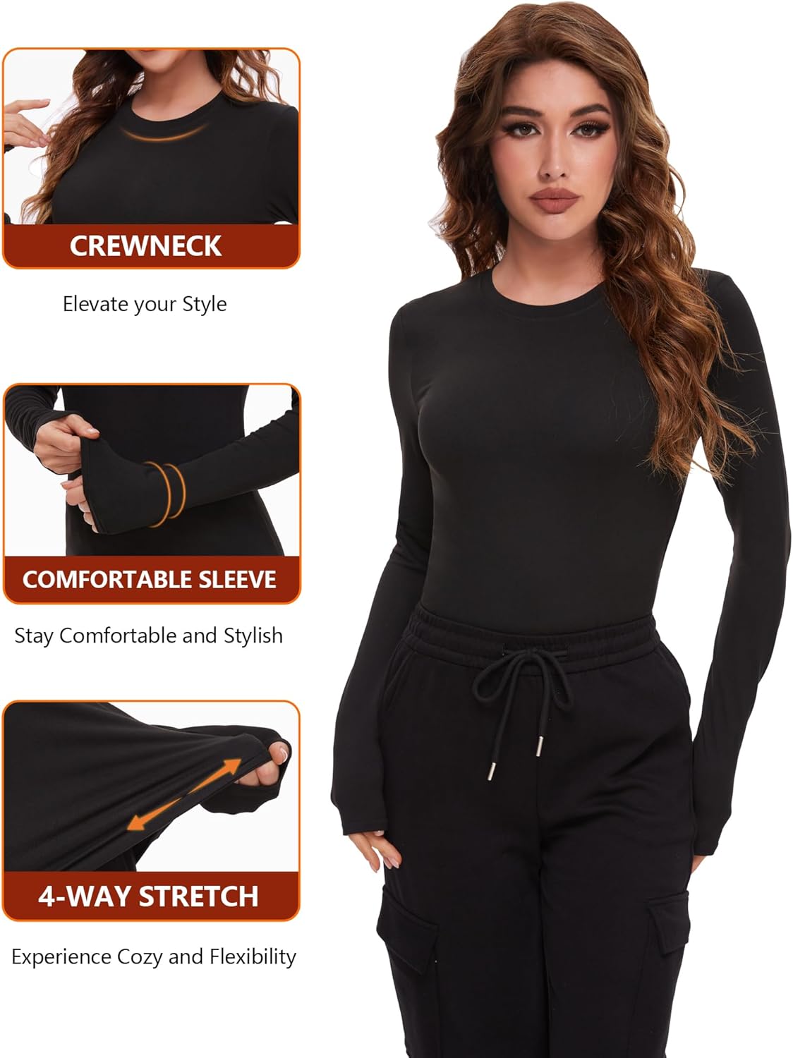 4/5 Pack Women’s Long Sleeve Basic Shirts Crew Neck Slim Fitted Compression Gym Workout Athletic Underscrubs Tops