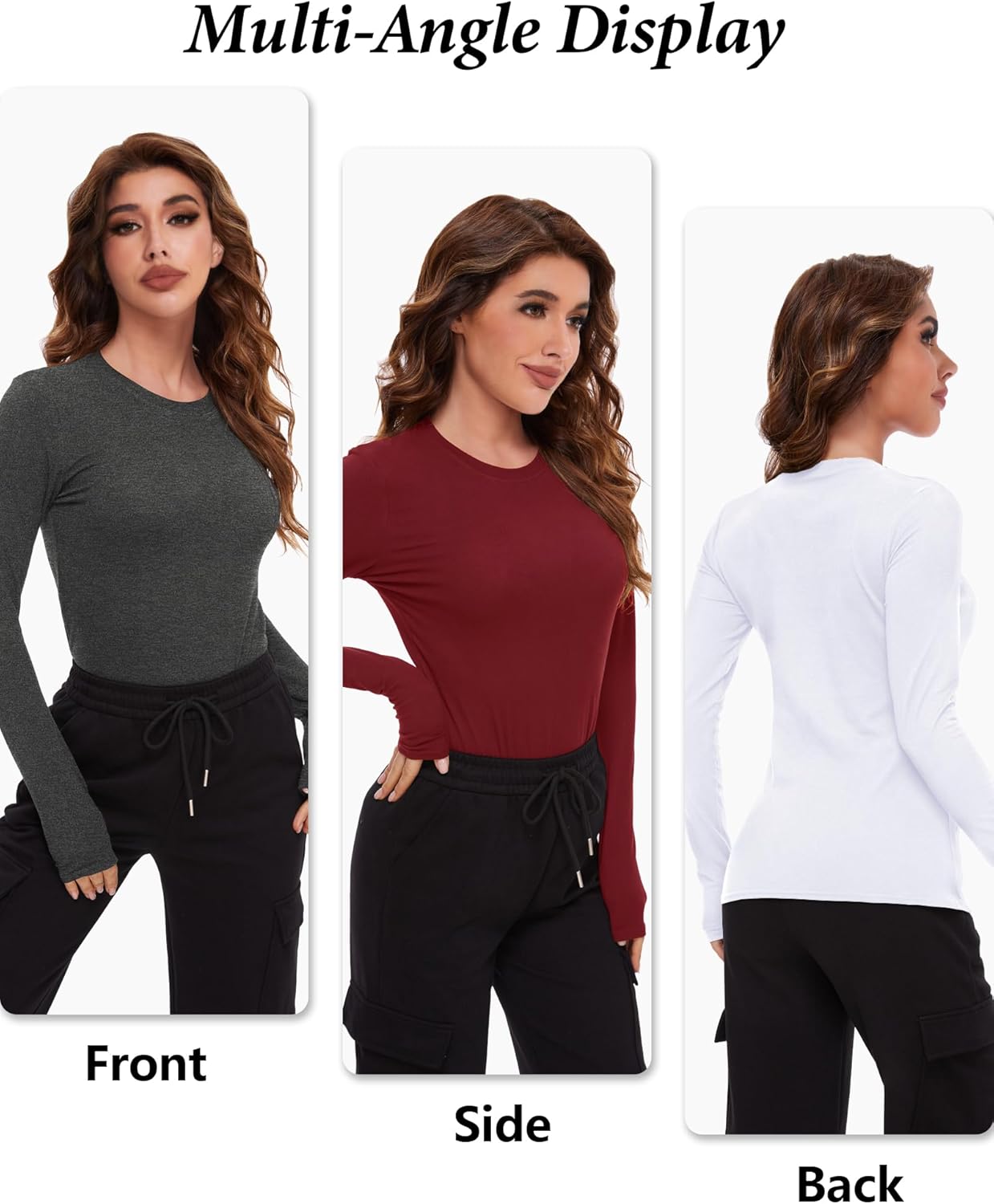 4/5 Pack Women’s Long Sleeve Basic Shirts Crew Neck Slim Fitted Compression Gym Workout Athletic Underscrubs Tops