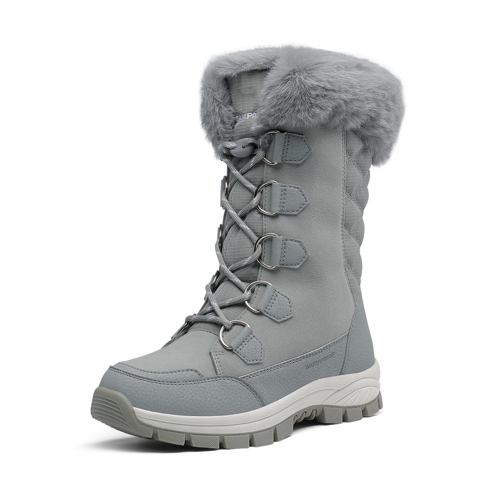 DREAM PAIRS Women's Waterproof Winter Snow Boots, Warm Comfortable Faux Fur Insulated Non-Slip Outdoor Lace-Up Florin Mid Calf Booties