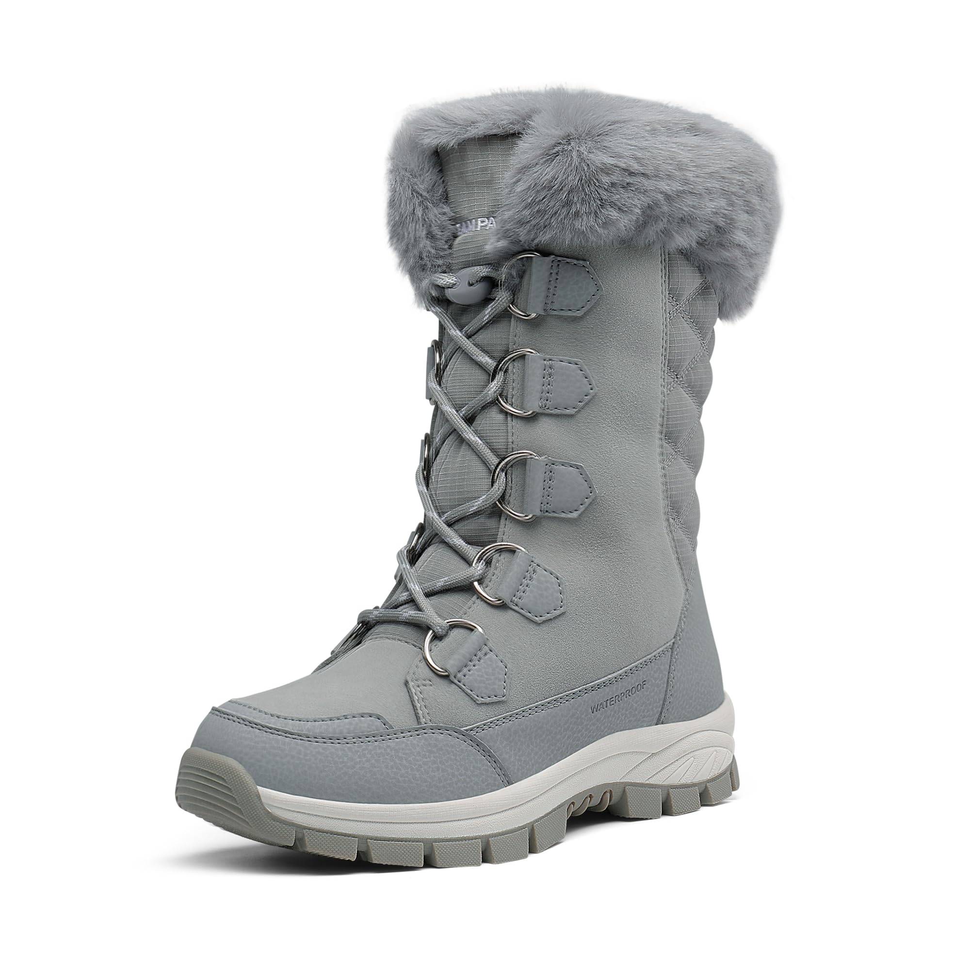 DREAM PAIRS Women's Waterproof Winter Snow Boots, Warm Comfortable Faux Fur Insulated Non-Slip Outdoor Lace-Up Florin Mid Calf Booties