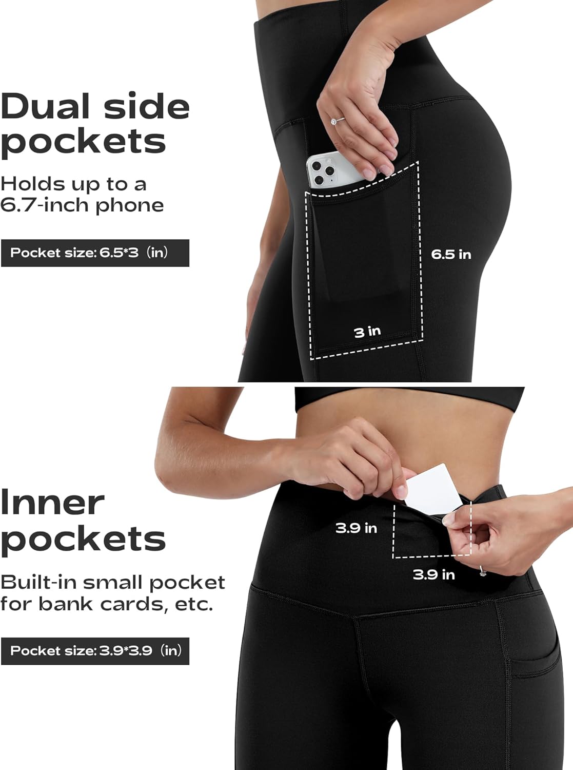 CHRLEISURE Leggings with Pockets for Women, High Waisted Tummy Control Workout Yoga Pants