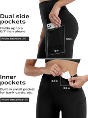 CHRLEISURE Leggings with Pockets for Women, High Waisted Tummy Control Workout Yoga Pants