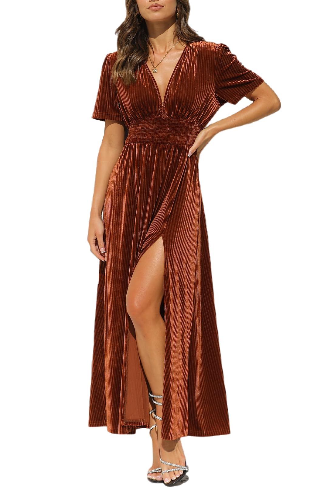 Women's Velvet Maxi Dress Formal Dresses for Wedding Guest Dress