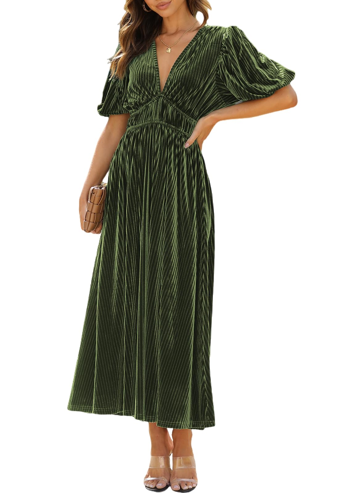 Women's Velvet Maxi Dress Formal Dresses for Wedding Guest Dress