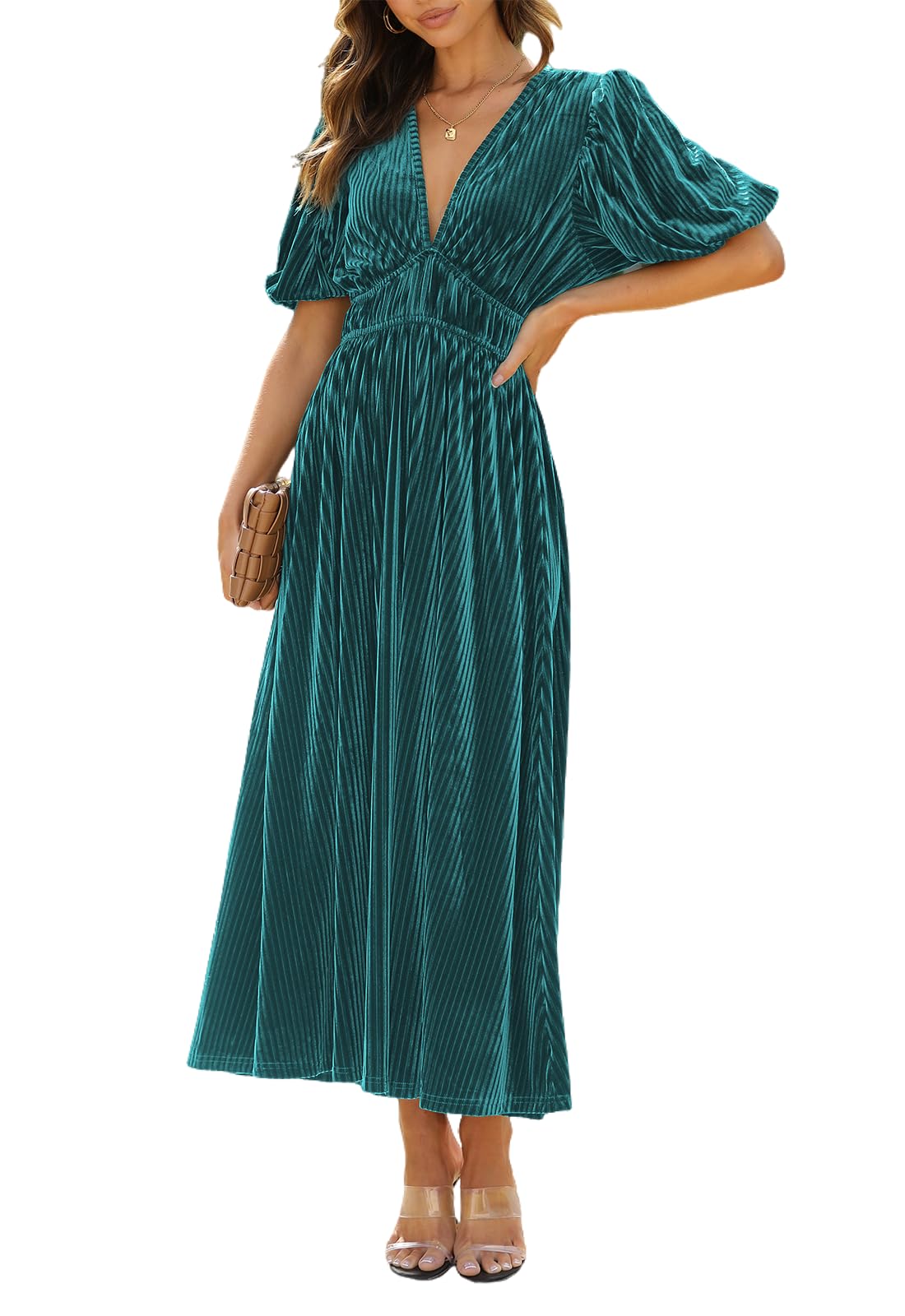 Women's Velvet Maxi Dress Formal Dresses for Wedding Guest Dress