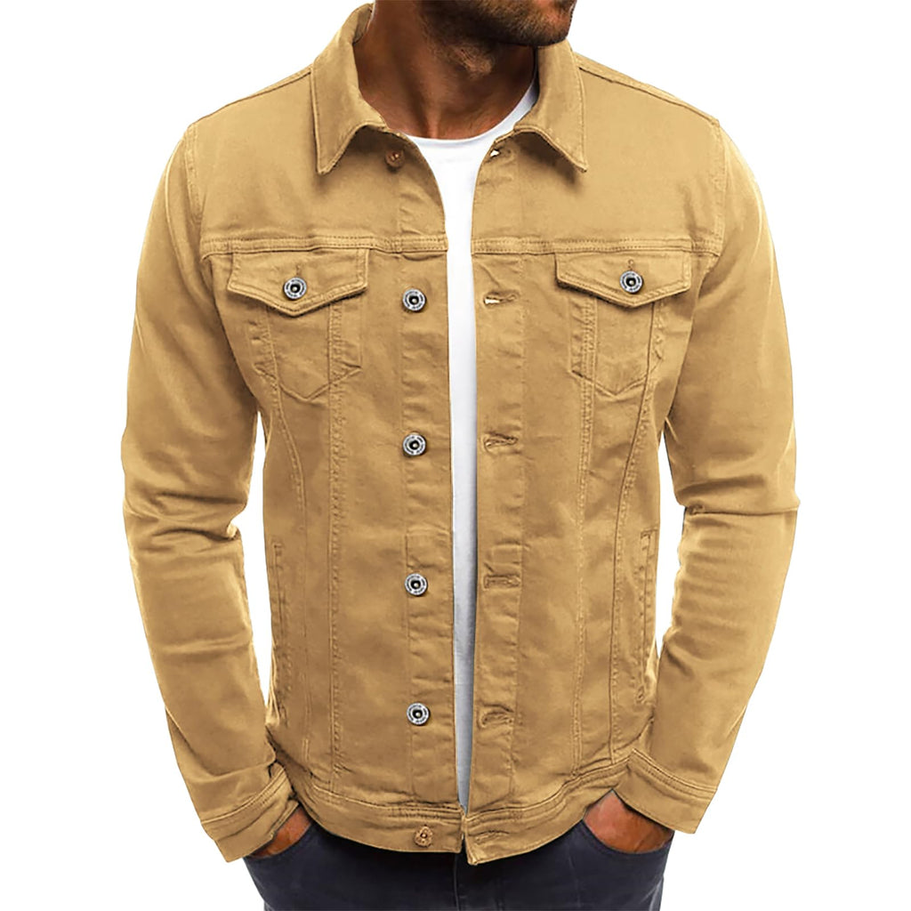 LONGBIDA Men's Casual Classic Denim Jacket Slim Fit Fashion Jean Coat