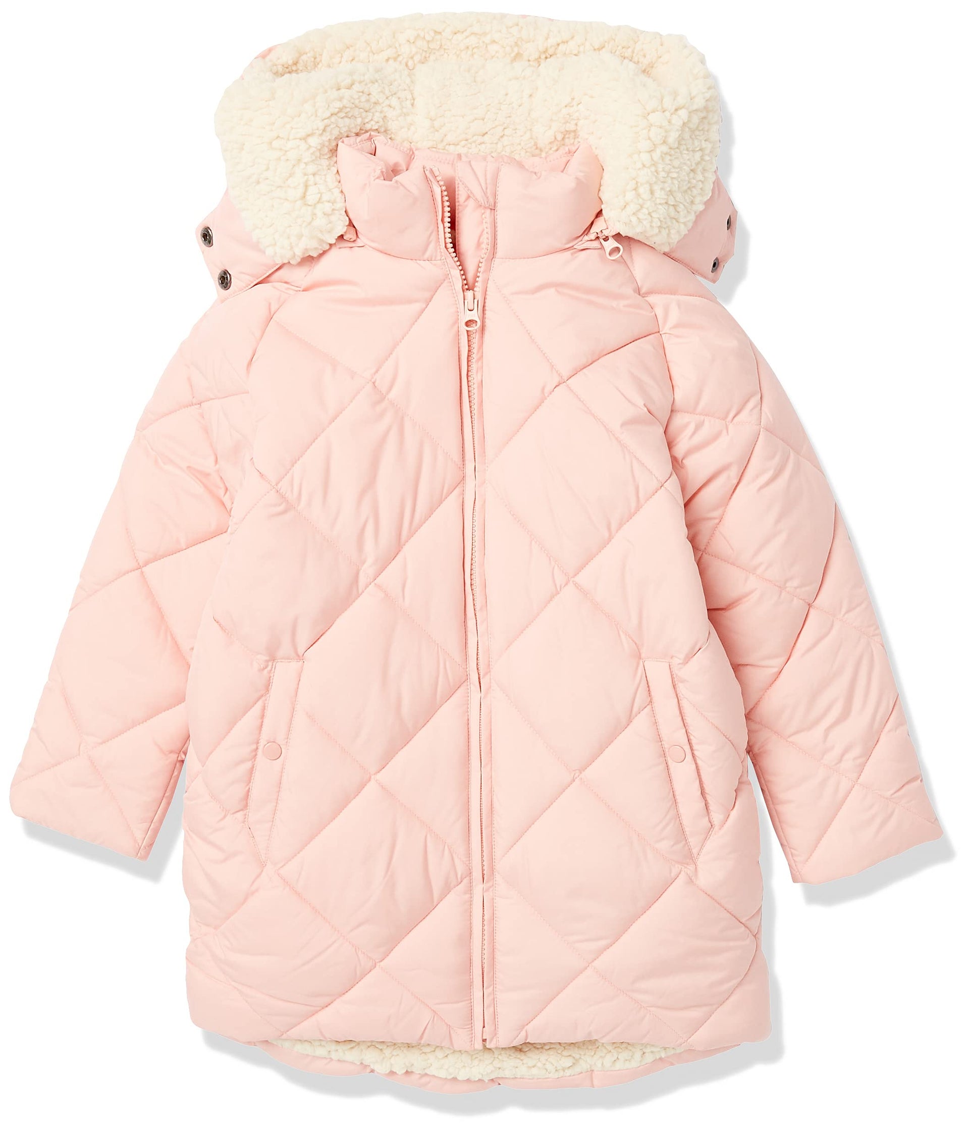 Amazon Essentials Girls and Toddlers' Long Quilted Cocoon Puffer Coat