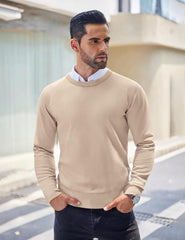 COOFANDY Men's Crew Neck Sweater Slim Fit Lightweight Sweatshirts Knitted Pullover for Casual Or Dressy Wear