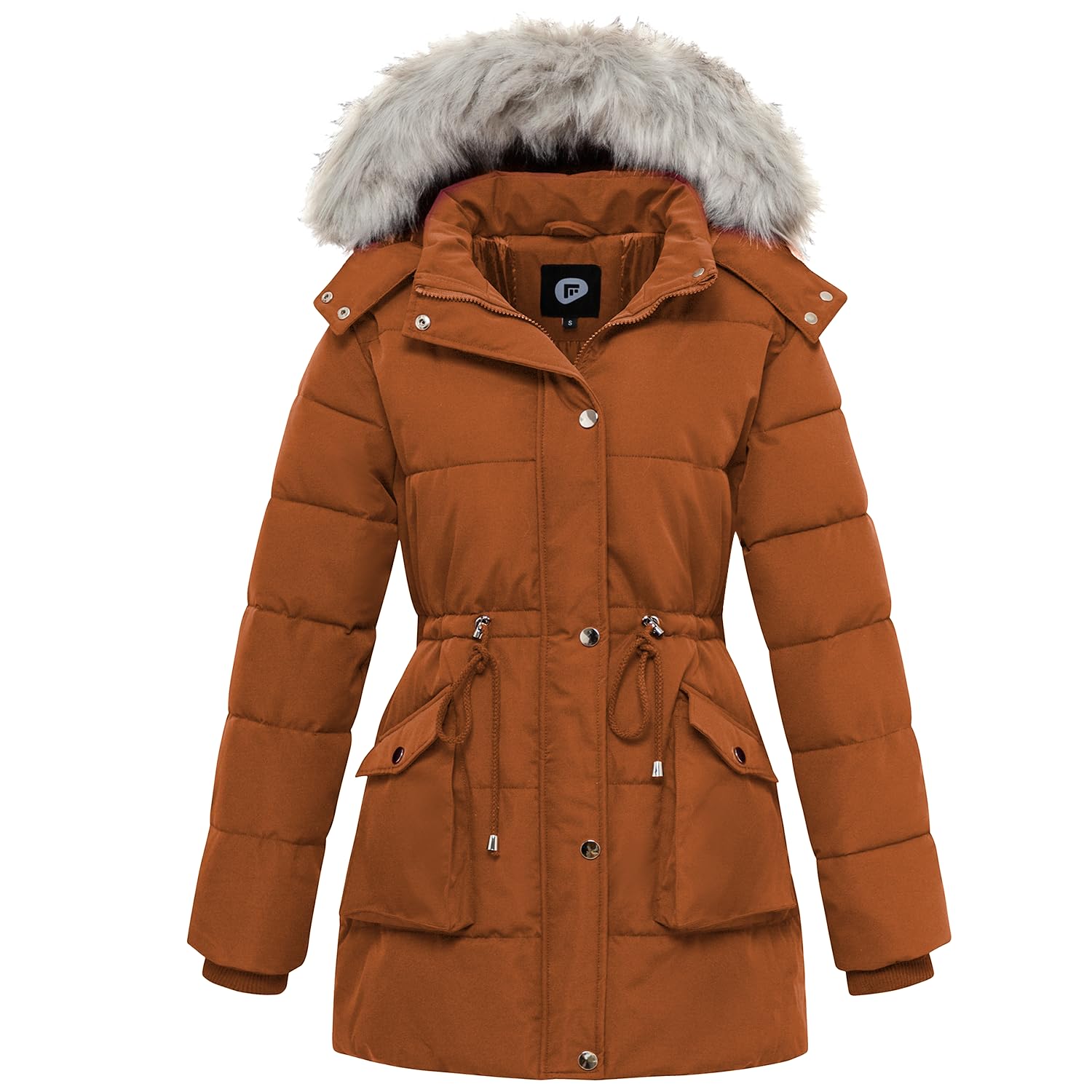 Women's Winter Hooded Coat Waterproof Down Long Jacket Warm Parka Thicken Puffer Coat with Removable Fur Hood
