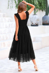 PRETTYGARDEN Women's Summer Tulle Midi Dress Sleeveless Smocked Ruffle Mesh Flowy Dresses Party Wedding Guest Sundress