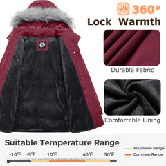 Women's Winter Hooded Coat Waterproof Down Long Jacket Warm Parka Thicken Puffer Coat with Removable Fur Hood