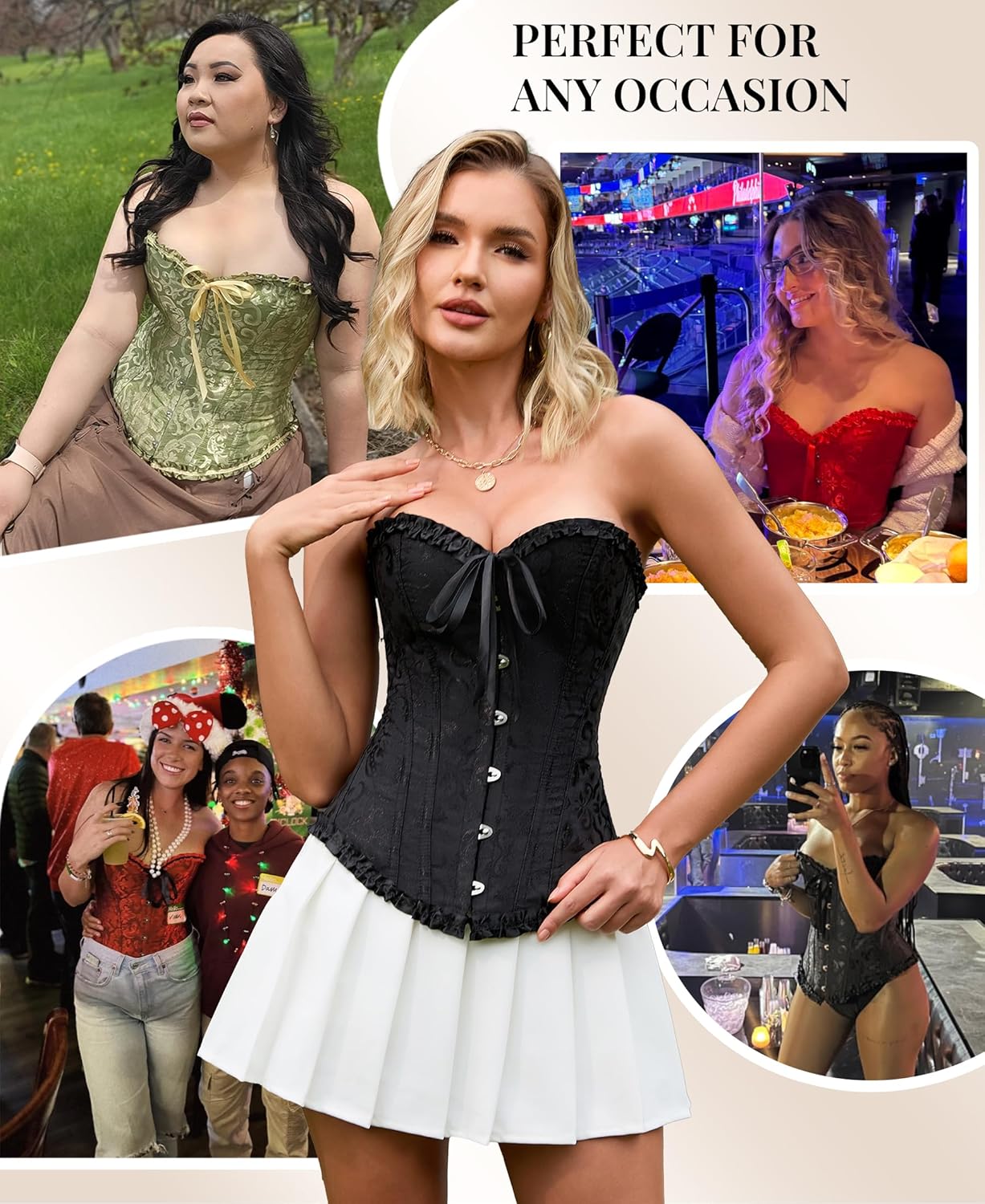 SZIVYSHI Corset Tops for Women, Bustier Shapewear Lingerie, Lace Waist Push Up Bodysuit