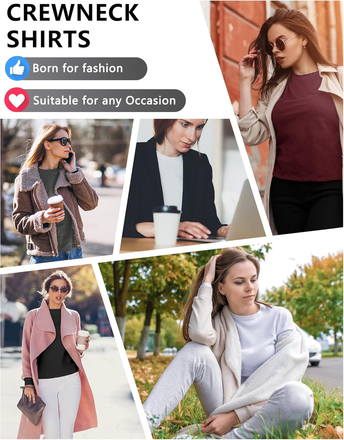 4/5 Pack Women’s Long Sleeve Basic Shirts Crew Neck Slim Fitted Compression Gym Workout Athletic Underscrubs Tops