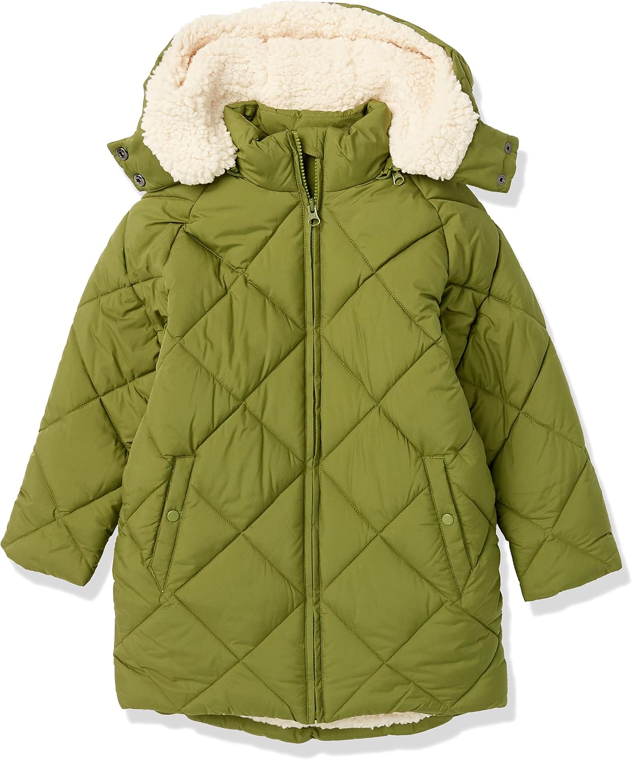 Amazon Essentials Girls and Toddlers' Long Quilted Cocoon Puffer Coat