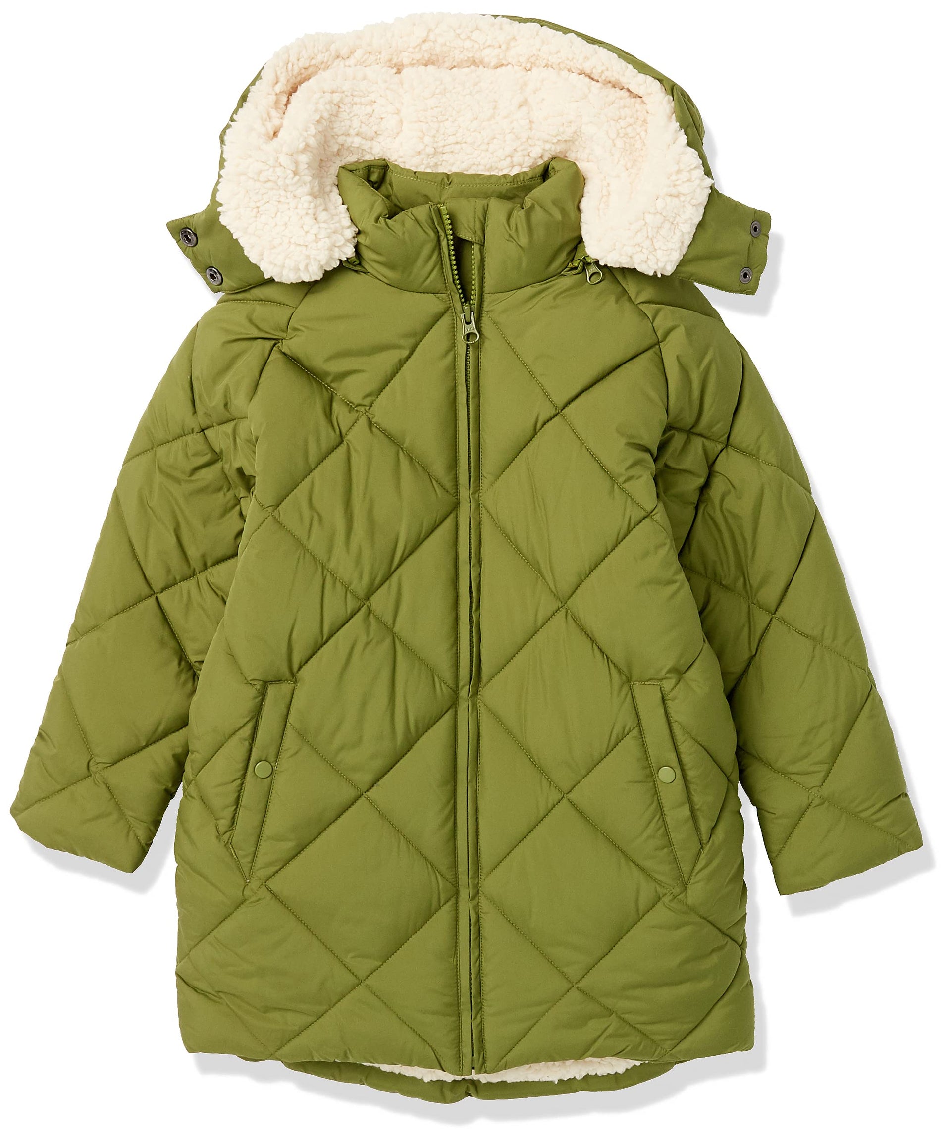 Amazon Essentials Girls and Toddlers' Long Quilted Cocoon Puffer Coat
