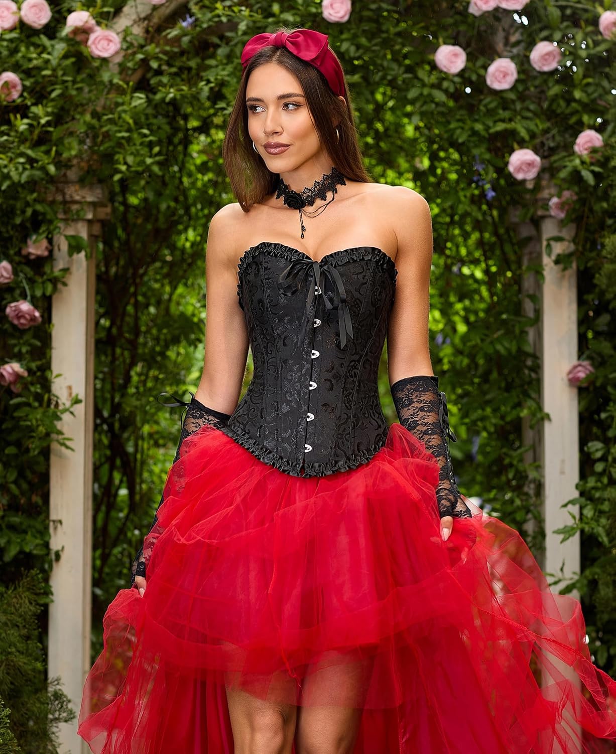 SZIVYSHI Corset Tops for Women, Bustier Shapewear Lingerie, Lace Waist Push Up Bodysuit