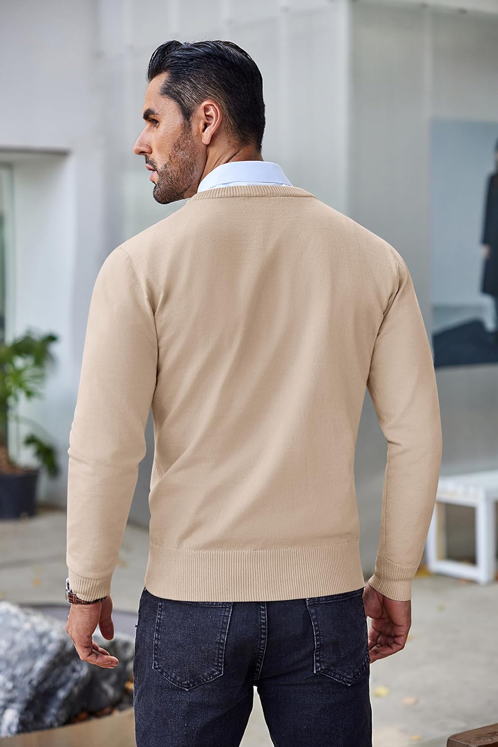 COOFANDY Men's Crew Neck Sweater Slim Fit Lightweight Sweatshirts Knitted Pullover for Casual Or Dressy Wear