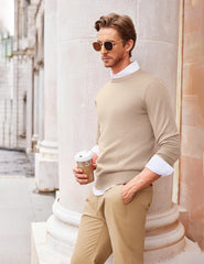COOFANDY Men's Crew Neck Sweater Slim Fit Lightweight Sweatshirts Knitted Pullover for Casual Or Dressy Wear