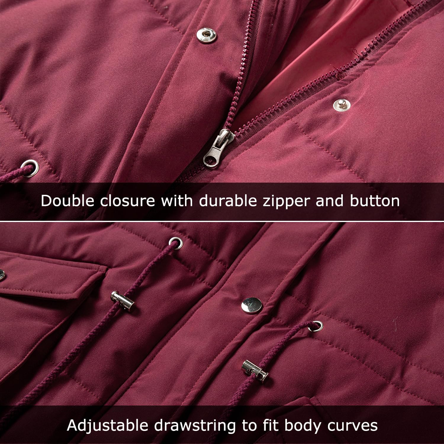 Women's Winter Hooded Coat Waterproof Down Long Jacket Warm Parka Thicken Puffer Coat with Removable Fur Hood