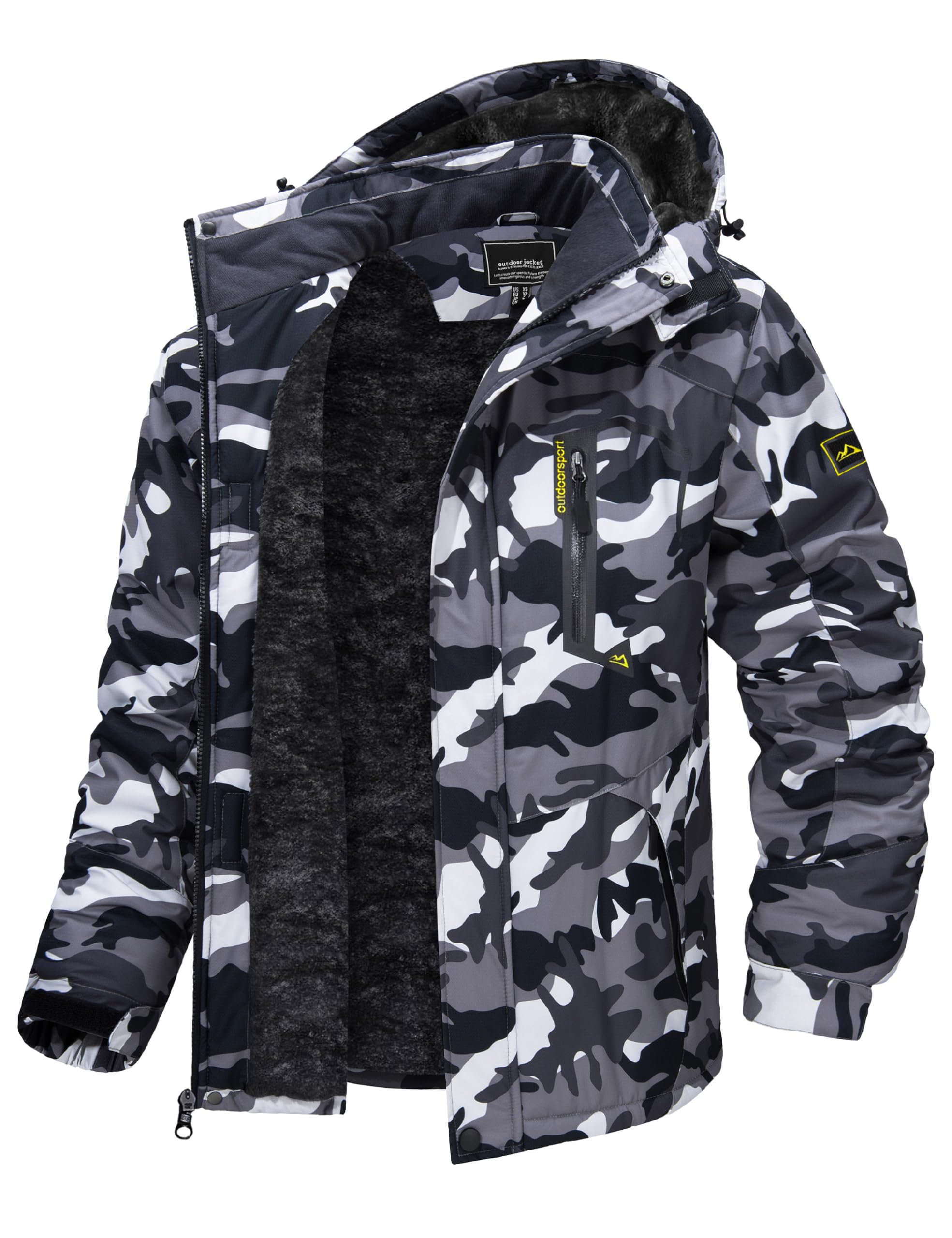 TACVASEN Men's Winter Skiing Jackets Water Resistant Fleece Coats Insulated Thermal Snowboard Jacket Parka Raincoat with Hood