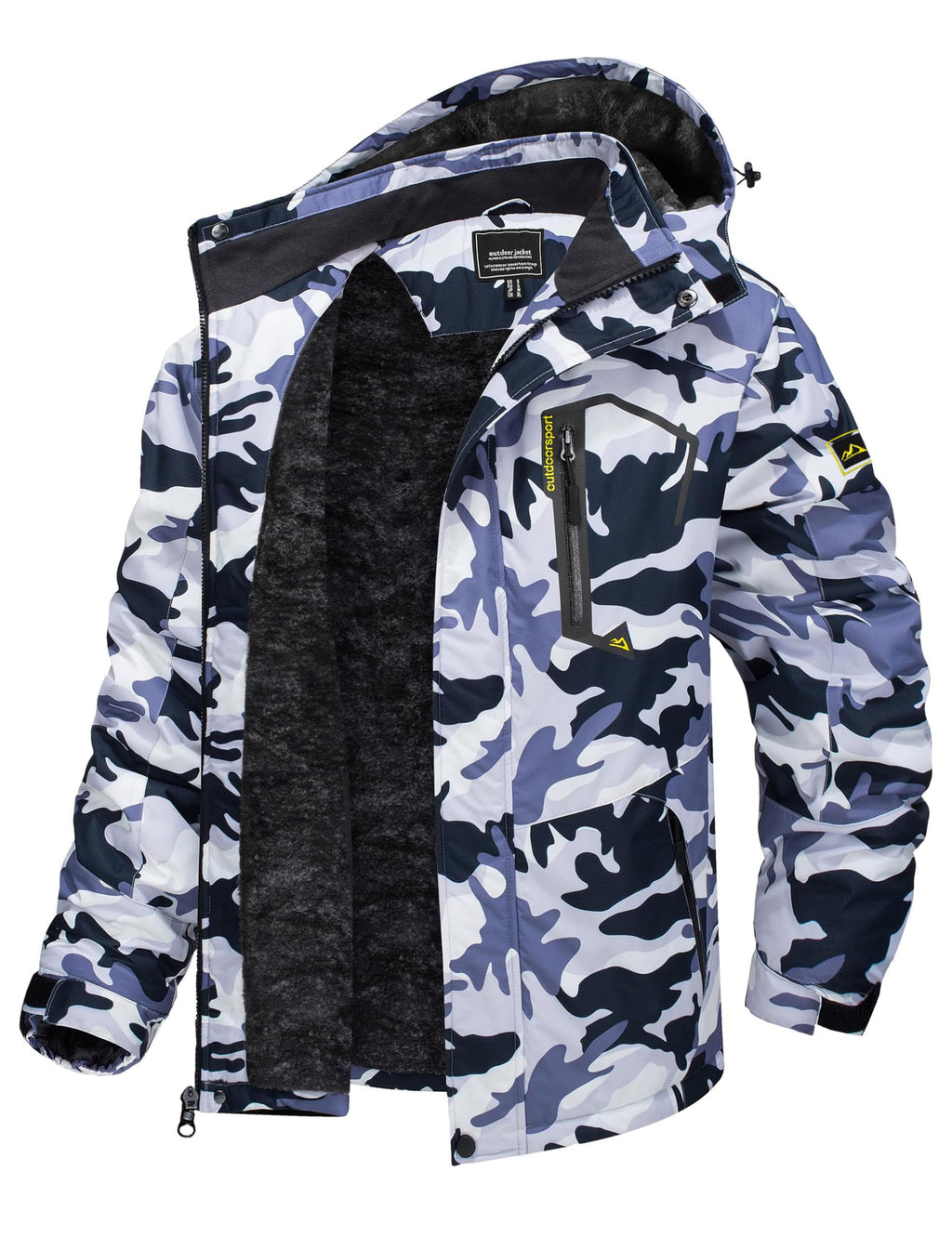 TACVASEN Men's Winter Skiing Jackets Water Resistant Fleece Coats Insulated Thermal Snowboard Jacket Parka Raincoat with Hood