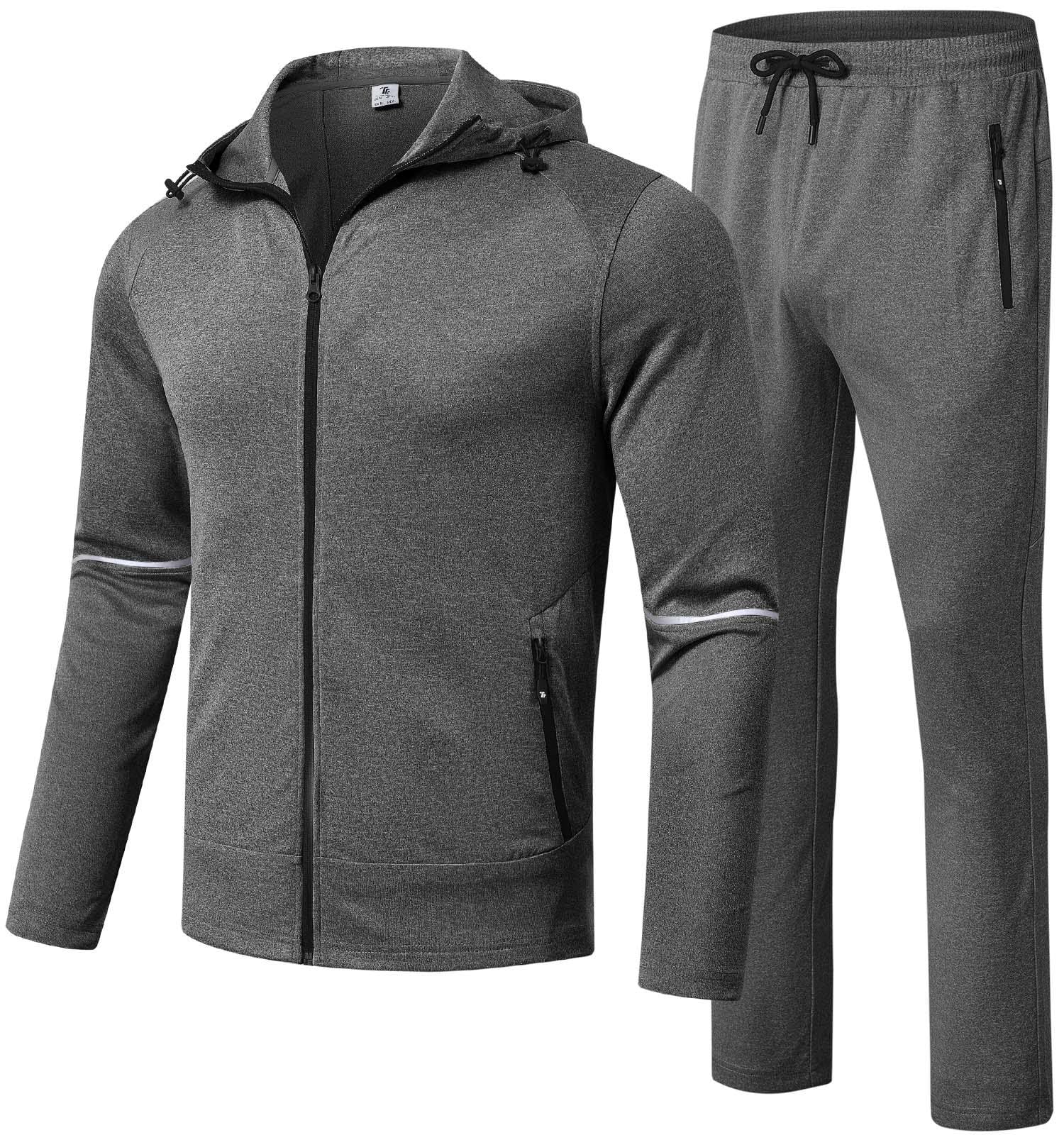 Rdruko Men's Track Suits 2 Piece Set Sweatsuits Tracksuits Jogging Workout Gym Warm Up Sportswear Suits with Hood