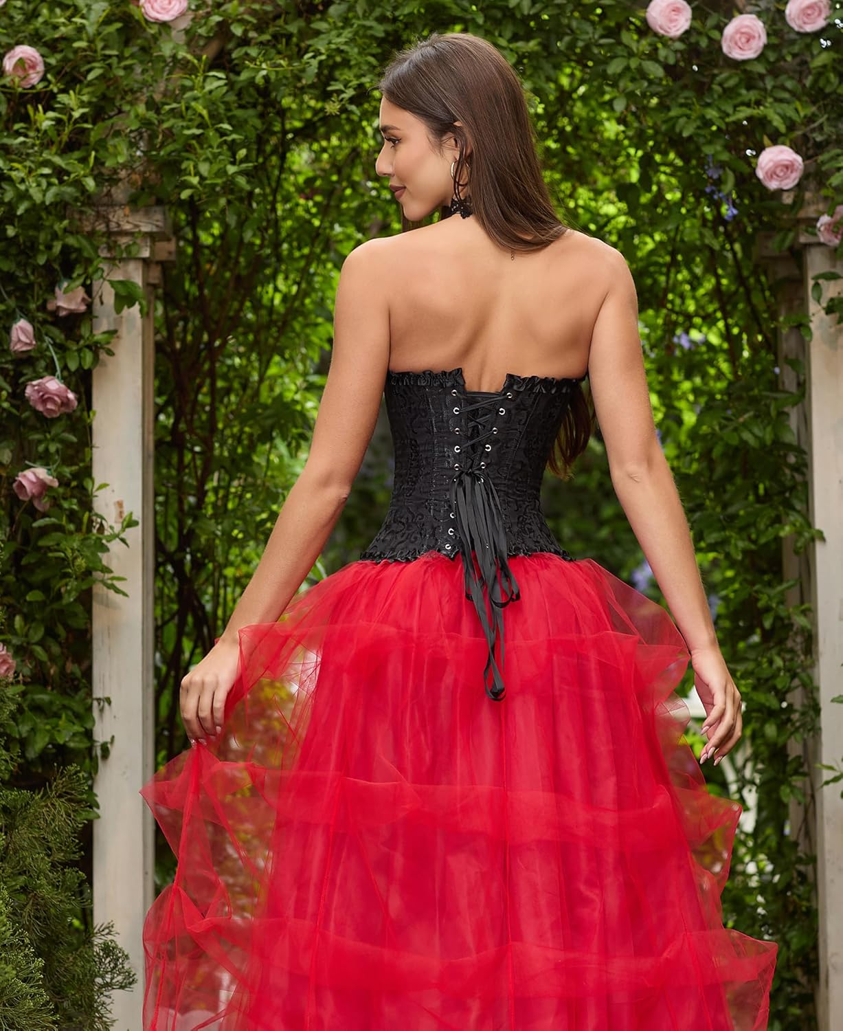 SZIVYSHI Corset Tops for Women, Bustier Shapewear Lingerie, Lace Waist Push Up Bodysuit