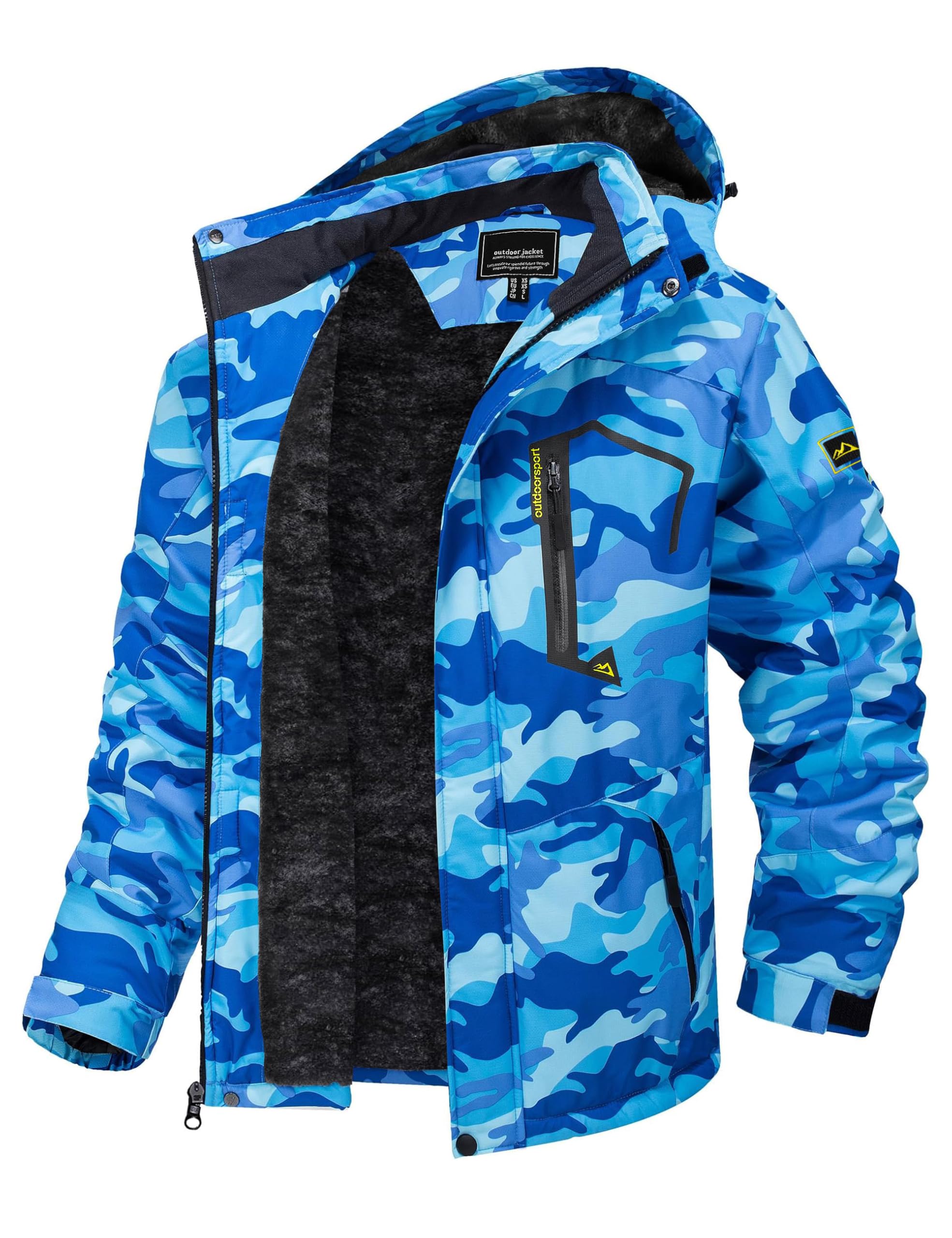 TACVASEN Men's Winter Skiing Jackets Water Resistant Fleece Coats Insulated Thermal Snowboard Jacket Parka Raincoat with Hood