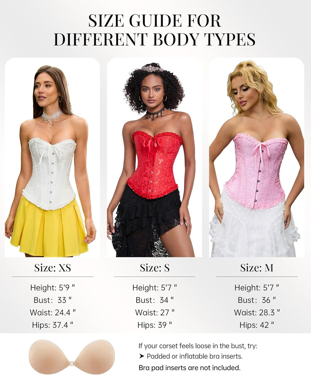 SZIVYSHI Corset Tops for Women, Bustier Shapewear Lingerie, Lace Waist Push Up Bodysuit