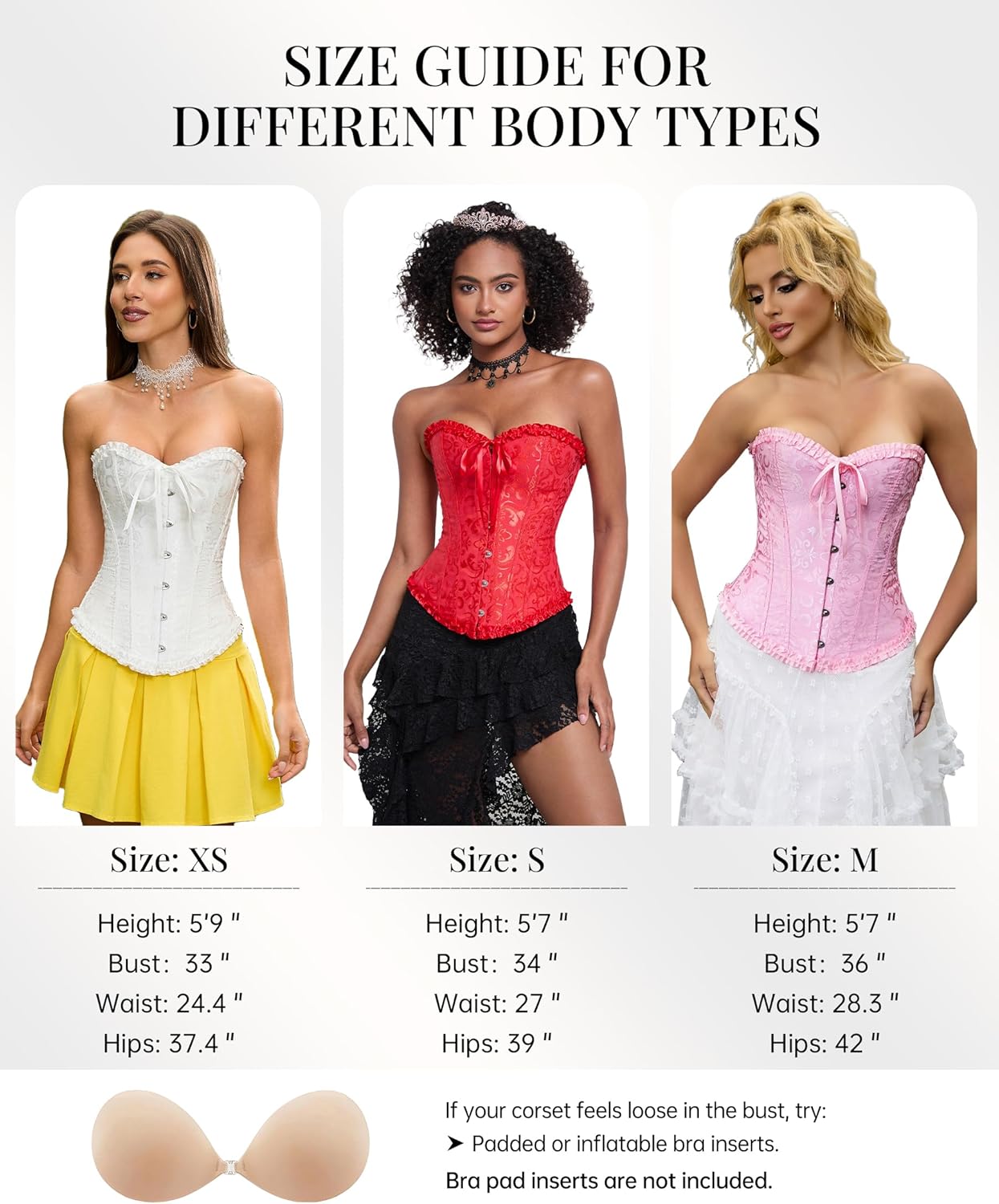 SZIVYSHI Corset Tops for Women, Bustier Shapewear Lingerie, Lace Waist Push Up Bodysuit