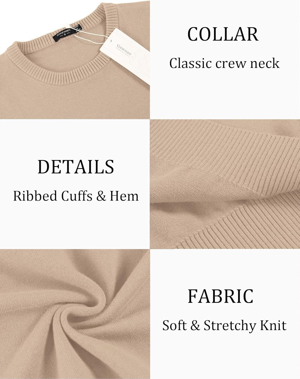 COOFANDY Men's Crew Neck Sweater Slim Fit Lightweight Sweatshirts Knitted Pullover for Casual Or Dressy Wear