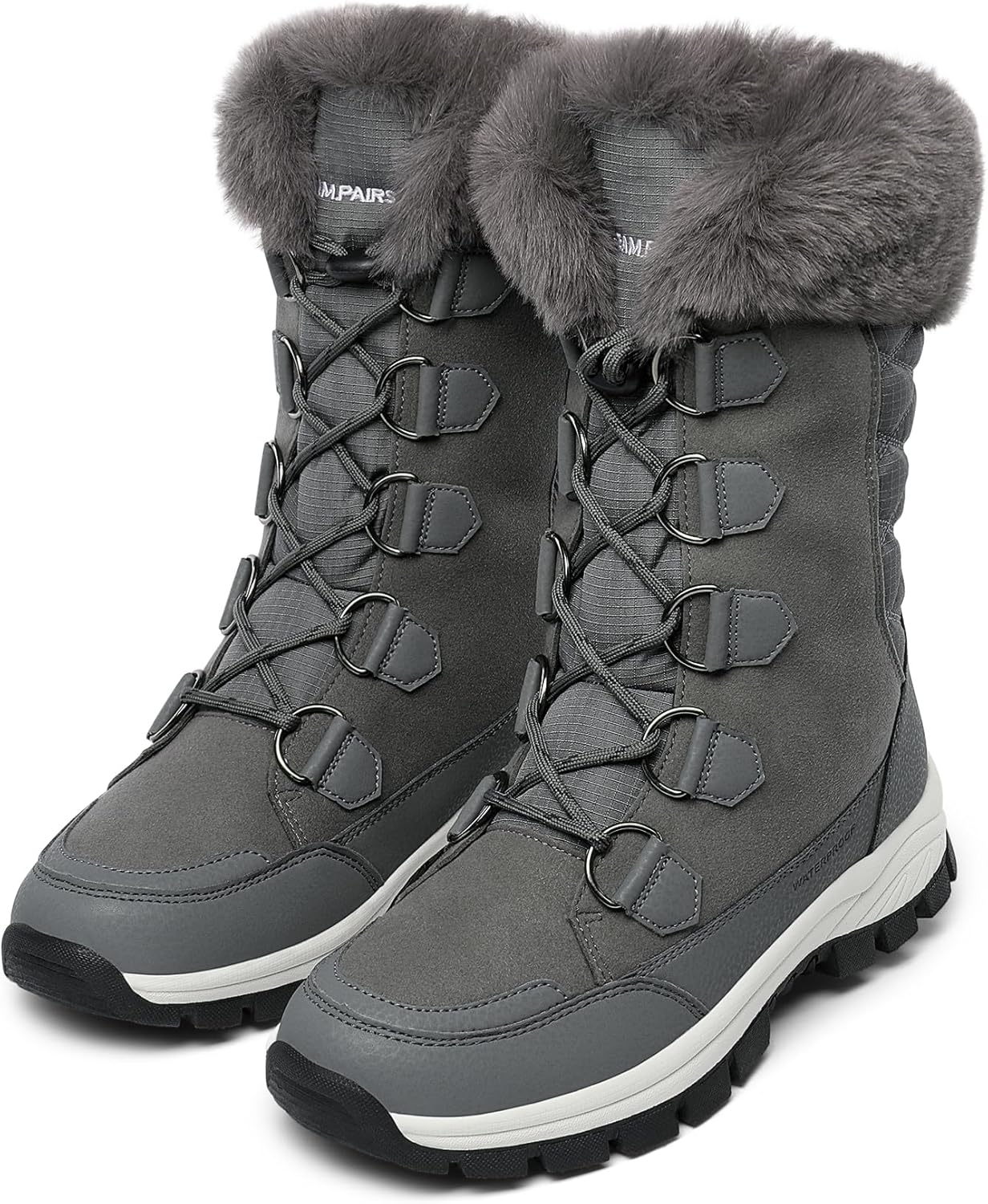 DREAM PAIRS Women's Waterproof Winter Snow Boots, Warm Comfortable Faux Fur Insulated Non-Slip Outdoor Lace-Up Florin Mid Calf Booties