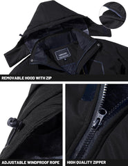 TACVASEN Men's Winter Skiing Jackets Water Resistant Fleece Coats Insulated Thermal Snowboard Jacket Parka Raincoat with Hood