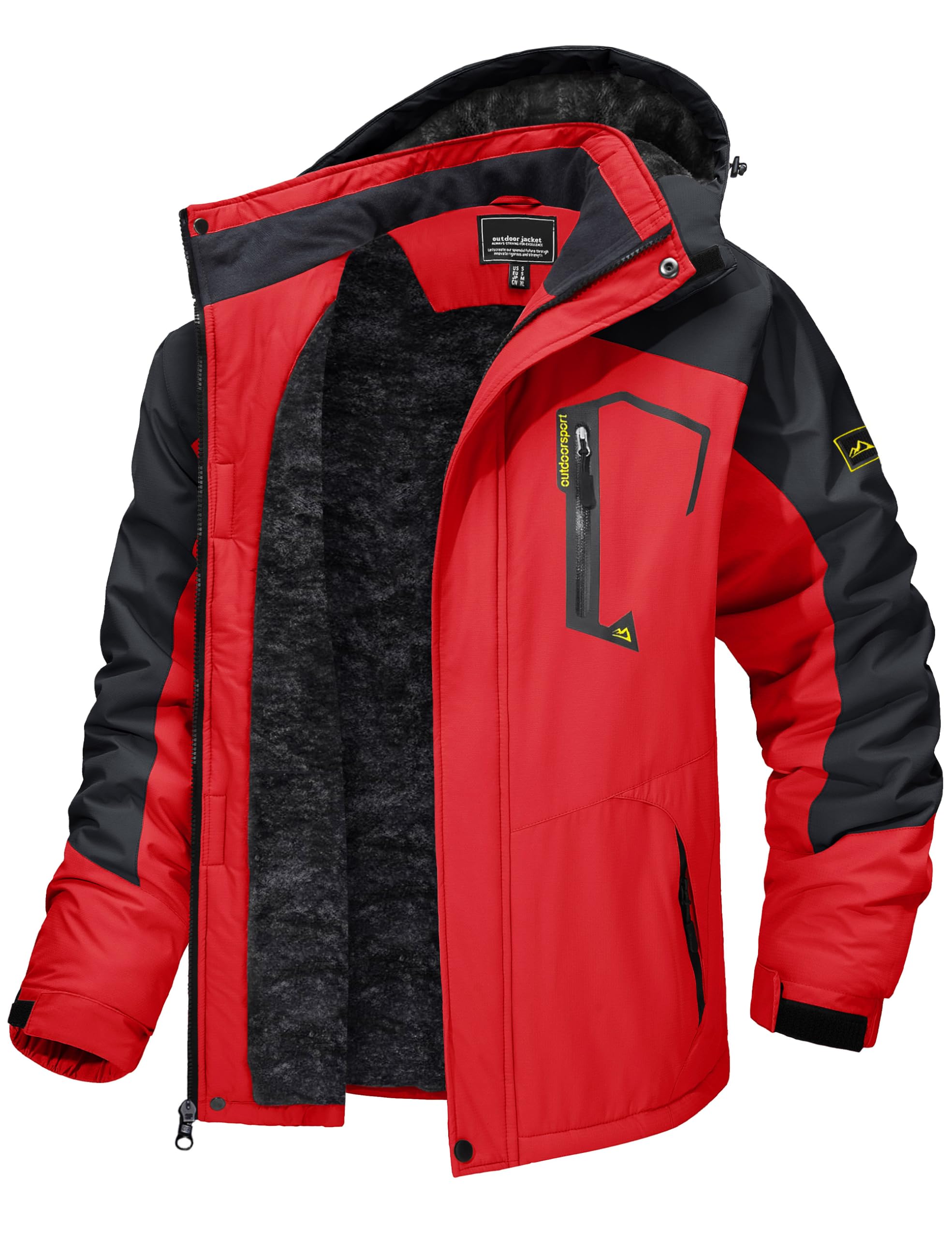 TACVASEN Men's Winter Skiing Jackets Water Resistant Fleece Coats Insulated Thermal Snowboard Jacket Parka Raincoat with Hood