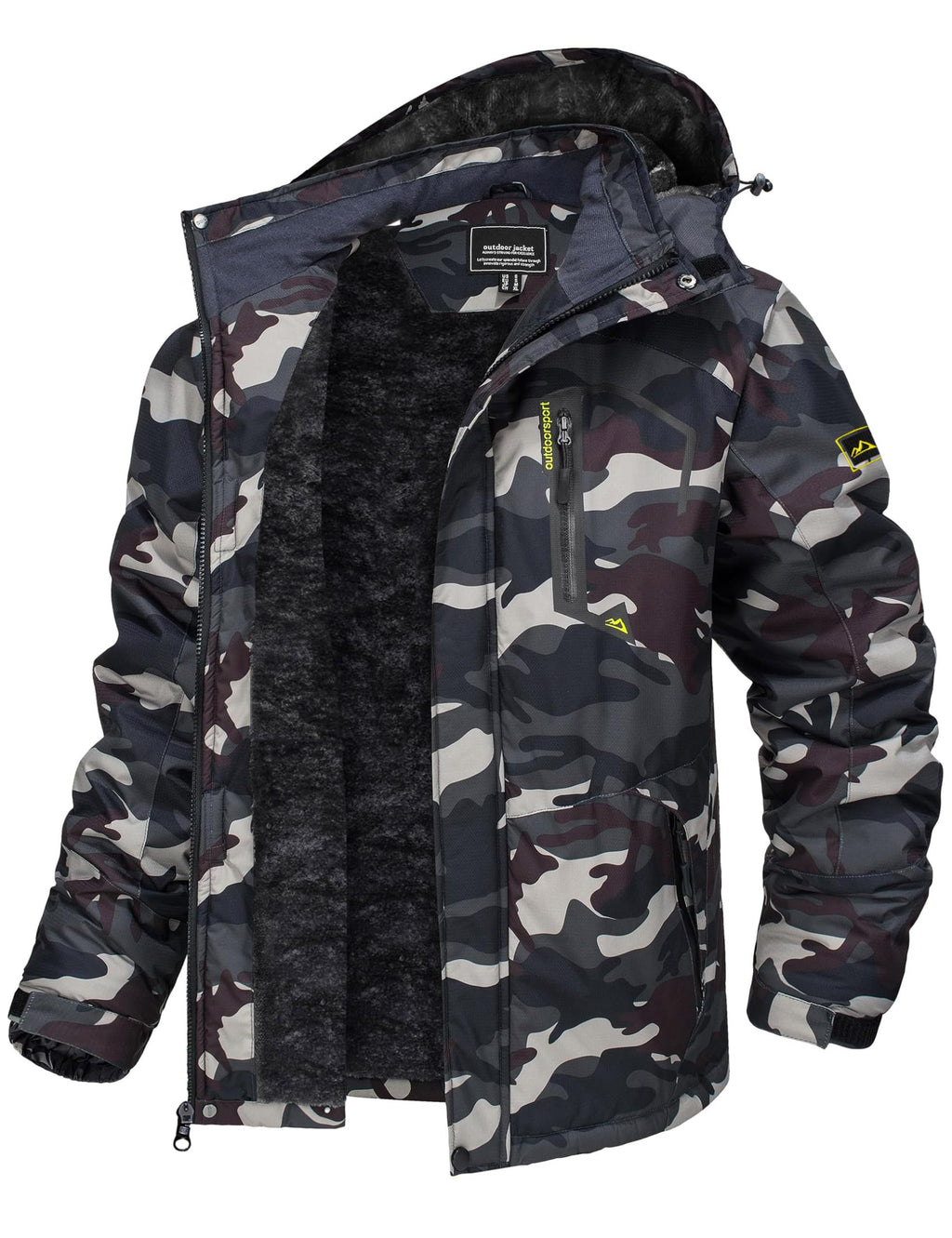 TACVASEN Men's Winter Skiing Jackets Water Resistant Fleece Coats Insulated Thermal Snowboard Jacket Parka Raincoat with Hood