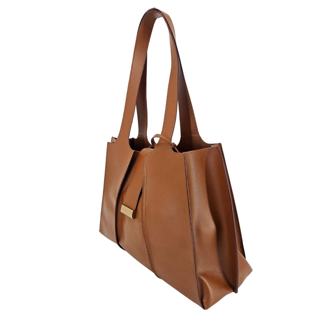Eloise Mid Brown Leather Shoulder Bag.