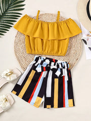 Children's Ruffled Spaghetti Strap Top and Pants Set