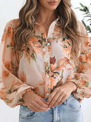 Women's Floral Button Up Blouse