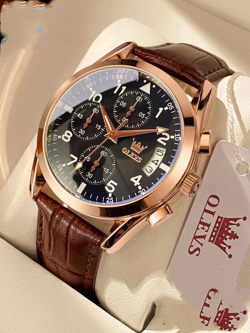 OLEVS Luxury Waterproof Quartz Watch for Men with Luminous Features